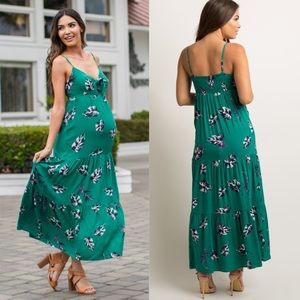 NWT Leaf Print Tie Front Tiered Maternity Maxi